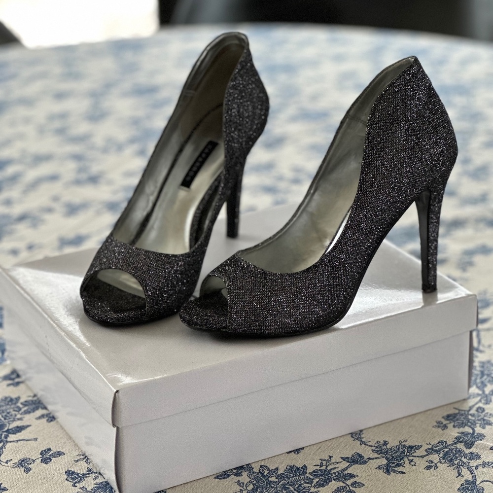 Caparros Glitter Heel Peep Toe Pump